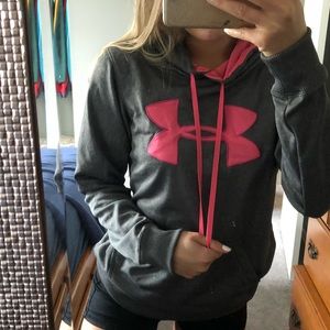 Under Armour grey pink hoodie XS nwot
